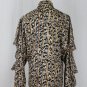 Vintage Adrianna Papell Gold Metallic Leopard Print Ruffled Silk Blouse 4
