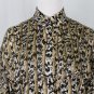 Vintage Adrianna Papell Gold Metallic Leopard Print Ruffled Silk Blouse 4