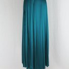 Linda Allard for Ellen Tracy Teal Silk Accordion Pleat Long Skirt 6 Small