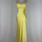 Adrianna Papell 1930's Inspired Beaded Yellow Silk Satin Bias Cut Gown 2P NEW