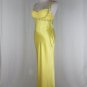 Adrianna Papell 1930's Inspired Beaded Yellow Silk Satin Bias Cut Gown 2P NEW