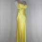 Adrianna Papell 1930's Inspired Beaded Yellow Silk Satin Bias Cut Gown 2P NEW