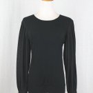 Ralph Lauren Green Label Navy Blue Knit top with Pleated Chiffon Sleeves Small