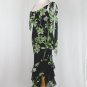 Cache 1930's Style Beaded Green Floral Print Silk Bias Cut Dress Gown 4 Small