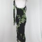 Cache 1930's Style Beaded Green Floral Print Silk Bias Cut Dress Gown 4 Small