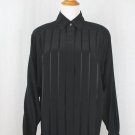 Vintage Linda Allard for Ellen Tracy Black Silk Blouse Pleated Button Front 4 S