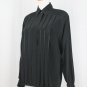 Vintage Linda Allard for Ellen Tracy Black Silk Blouse Pleated Button Front 4 S