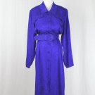 Vintage Argenti Belted Purple Jacquard Silk Long Sleeve Mid Calf Shirt Dress 6 S