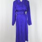 Vintage Argenti Belted Purple Jacquard Silk Long Sleeve Mid Calf Shirt Dress 6 S