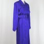 Vintage Argenti Belted Purple Jacquard Silk Long Sleeve Mid Calf Shirt Dress 6 S