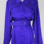 Vintage Argenti Belted Purple Jacquard Silk Long Sleeve Mid Calf Shirt Dress 6 S