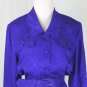 Vintage Argenti Belted Purple Jacquard Silk Long Sleeve Mid Calf Shirt Dress 6 S