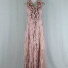 Javier Simorra Metallic Dusky Rose Ruffled Silk Maxi Dress Made in Spain 4 S 34