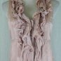 Javier Simorra Metallic Dusky Rose Ruffled Silk Maxi Dress Made in Spain 4 S 34