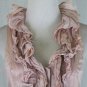 Javier Simorra Metallic Dusky Rose Ruffled Silk Maxi Dress Made in Spain 4 S 34