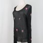 Vintage Emanuel Ungaro Beaded Black Ribbed Viscose Knit Scoop Neck Top 46 12 L