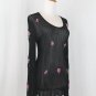 Vintage Emanuel Ungaro Beaded Black Ribbed Viscose Knit Scoop Neck Top 46 12 L