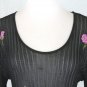 Vintage Emanuel Ungaro Beaded Black Ribbed Viscose Knit Scoop Neck Top 46 12 L