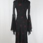 Vtg EXPRESS 1930's 40's Style Black & Red Silk Bias Cut Bell Sleeve Dress Midi 2