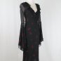 Vtg EXPRESS 1930's 40's Style Black & Red Silk Bias Cut Bell Sleeve Dress Midi 2