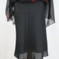 Vtg EXPRESS 1930's 40's Style Black & Red Silk Bias Cut Bell Sleeve Dress Midi 2