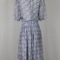Vintage Liberty London Pastel Blue Floral Print Mid Calf Dress Made in England S