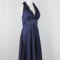 Adrianna Papell Navy Blue Knee Length Beaded Silk Halter Dress 6