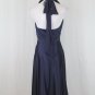 Adrianna Papell Navy Blue Knee Length Beaded Silk Halter Dress 6