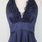 Adrianna Papell Navy Blue Knee Length Beaded Silk Halter Dress 6