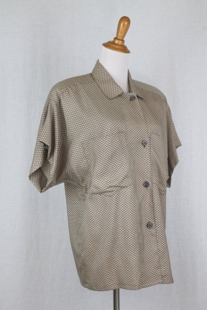 Vintage Linda Allard for Ellen Tracy Beige Silk Short Sleeve Blouse 4
