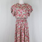 Vintage Maggy London 1930's Inspired Rose Print Jacquard Silk Mid Calf Dress 12