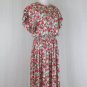 Vintage Maggy London 1930's Inspired Rose Print Jacquard Silk Mid Calf Dress 12