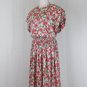 Vintage Maggy London 1930's Inspired Rose Print Jacquard Silk Mid Calf Dress 12