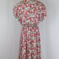 Vintage Maggy London 1930's Inspired Rose Print Jacquard Silk Mid Calf Dress 12