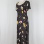 Vintage STARINA Brown Floral Print Rayon Lace Up Bias cut Maxi dress Large