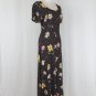 Vintage STARINA Brown Floral Print Rayon Lace Up Bias cut Maxi dress Large