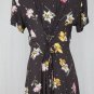 Vintage STARINA Brown Floral Print Rayon Lace Up Bias cut Maxi dress Large
