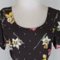 Vintage STARINA Brown Floral Print Rayon Lace Up Bias cut Maxi dress Large