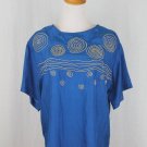 Vintage  Carole Little Embellished Turquoise Blue and Gold Silk Popover Top 4
