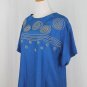 Vintage Carole Little Embellished Turquoise Blue and Gold Silk Popover Top 4