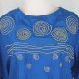 Vintage Carole Little Embellished Turquoise Blue and Gold Silk Popover Top 4