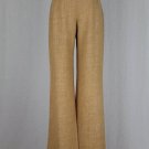Vintage Laurèl by Escada Woven Tan Linen & Wool Blend Wide Leg Trousers 0 32