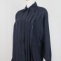 Vintage Linda Allard for Ellen Tracy Navy Silk Blouse Pleated Button Front  4 S