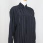Vintage Linda Allard for Ellen Tracy Navy Silk Blouse Pleated Button Front  4 S