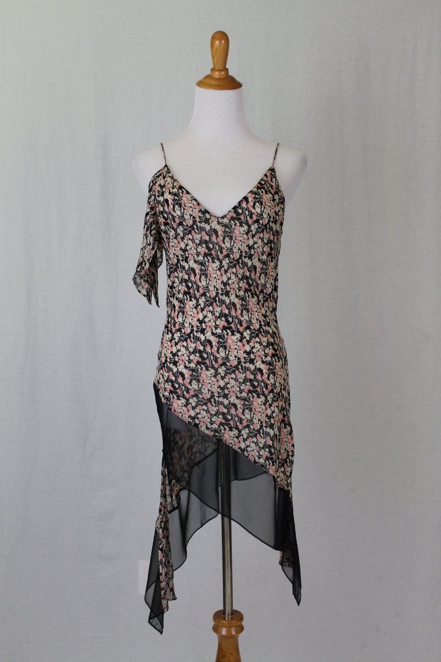 Deb-El-Yu Sheer Floral Floral Silk 1920's Flapper Tunic Dress or Overdress M