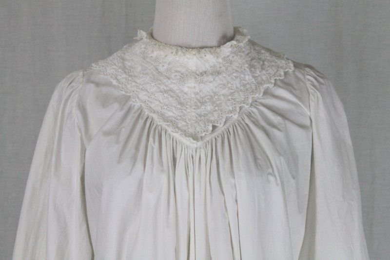Antique 19th Century Victorian Nightgown Broderie Anglaise Trim Civil ...