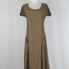 Elisa Cavaletti Brown Cotton Short Sleeve Mid Calf Shift Dress Made in Italy M