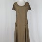 Elisa Cavaletti Brown Cotton Short Sleeve Mid Calf Shift Dress Made in Italy M