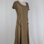 Elisa Cavaletti Brown Cotton Short Sleeve Mid Calf Shift Dress Made in Italy M