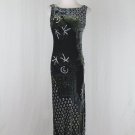 Vintage Lucy's Silk Long Beaded Velvet Bias Cut Gown and Matching Beaded Wrap M